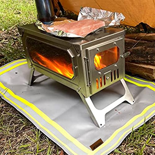 SoloWilder Wood Stove Mat 32" x 20" Fire Pit Grill Mat for Tent Stove Deck Patio Grass Lawn Campsite Insulation Protection