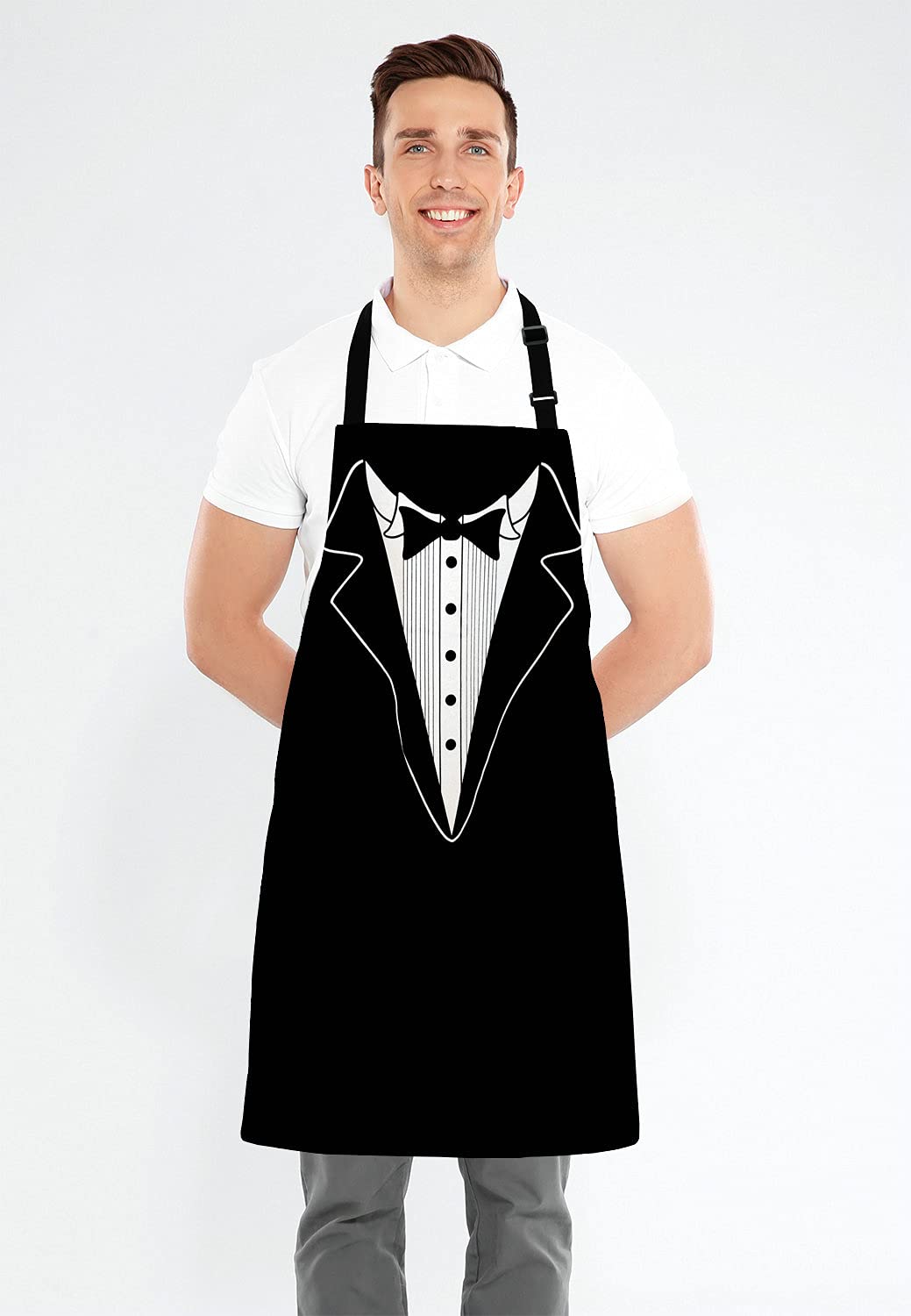 Lefolen Funny BBQ Apron Grilling Gift - Novelty Fathers Day Grilling Gift - BBQ Tuxedo Waistcoat - Barbecue Grill Gift For Men
