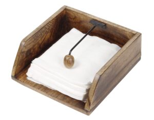 wooden napkin holder flat scroll collection, bar napkin holder for tables, tableware tissue holder, farmhouse napkin dispenser, kitchen bathroom bedroom countertop | 8" x 8" x 2.8" (borwn)