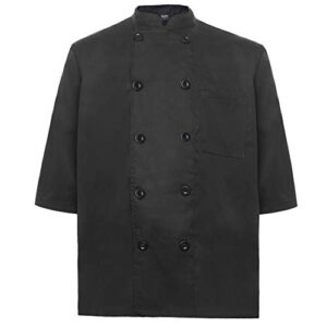 toptie unisex classic 3/4 sleeve active chef coat-black-m