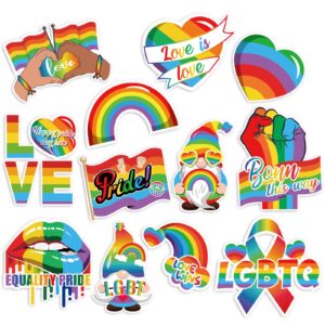 fabbay 12 pieces rainbow magnetic stickers car magnet bumper sticker gay pride rainbow car magnet heart love rainbows magnet decal for pride day parade car bumpers refrigerator decorations