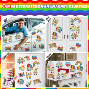 Fabbay 12 Pieces Rainbow Magnetic Stickers Car Magnet Bumper Sticker Gay Pride Rainbow Car Magnet Heart Love Rainbows Magnet Decal for Pride Day Parade Car Bumpers Refrigerator Decorations