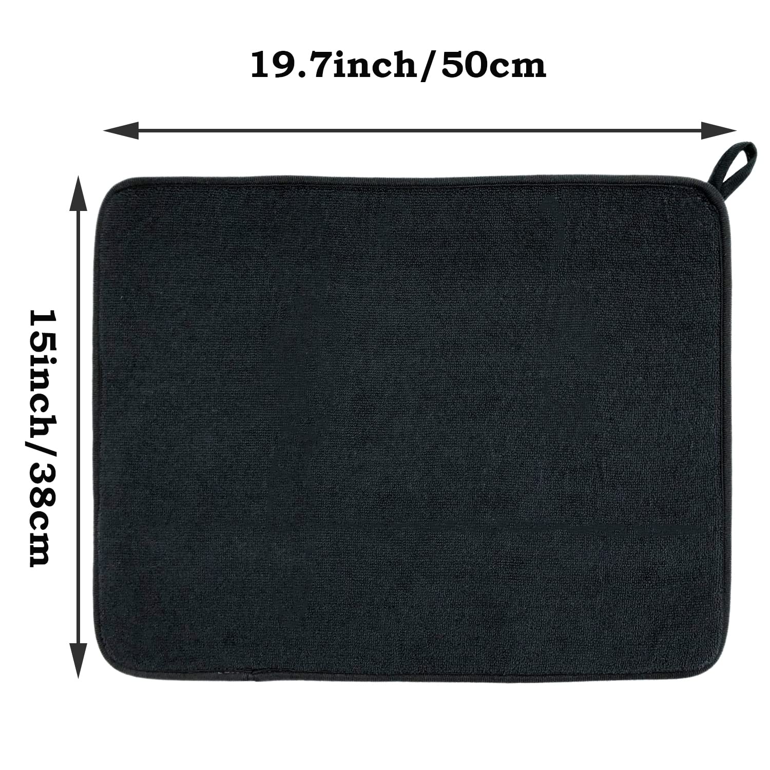 Dish Drying Mat for Kitchen Counter,Absorbent Drain Mats with Mircofiber,Dish Drying Pad,Double-Sided Use Dish Drainer Mat,19"x15",2 Pack,Dark Gray