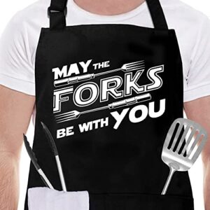 pinata funny aprons for men, grilling gifts for men,dad,boyfriend fiance-husband, bbq aprons for cooking,bbq-may the forks be with you- chef aprons for dad,gifts for father's day,birthday,christmas