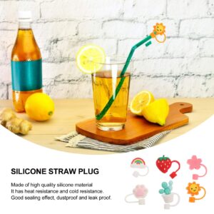 ABOOFAN Silicone Straw Tips Cover 6Pcs Straw Covers Cap Reusable Drink Straw Caps Tips Lids Cute Straw Plug Straw Protector Straw Toppers for 6mm Straws