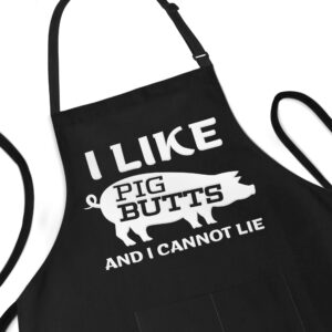 apron daddy funny apron for men - i like pig butts and i cannot lie - adjustable large 1 size fits all - poly/cotton apron with 2 pockets - bbq gift apron for dad, chef, husband, chef