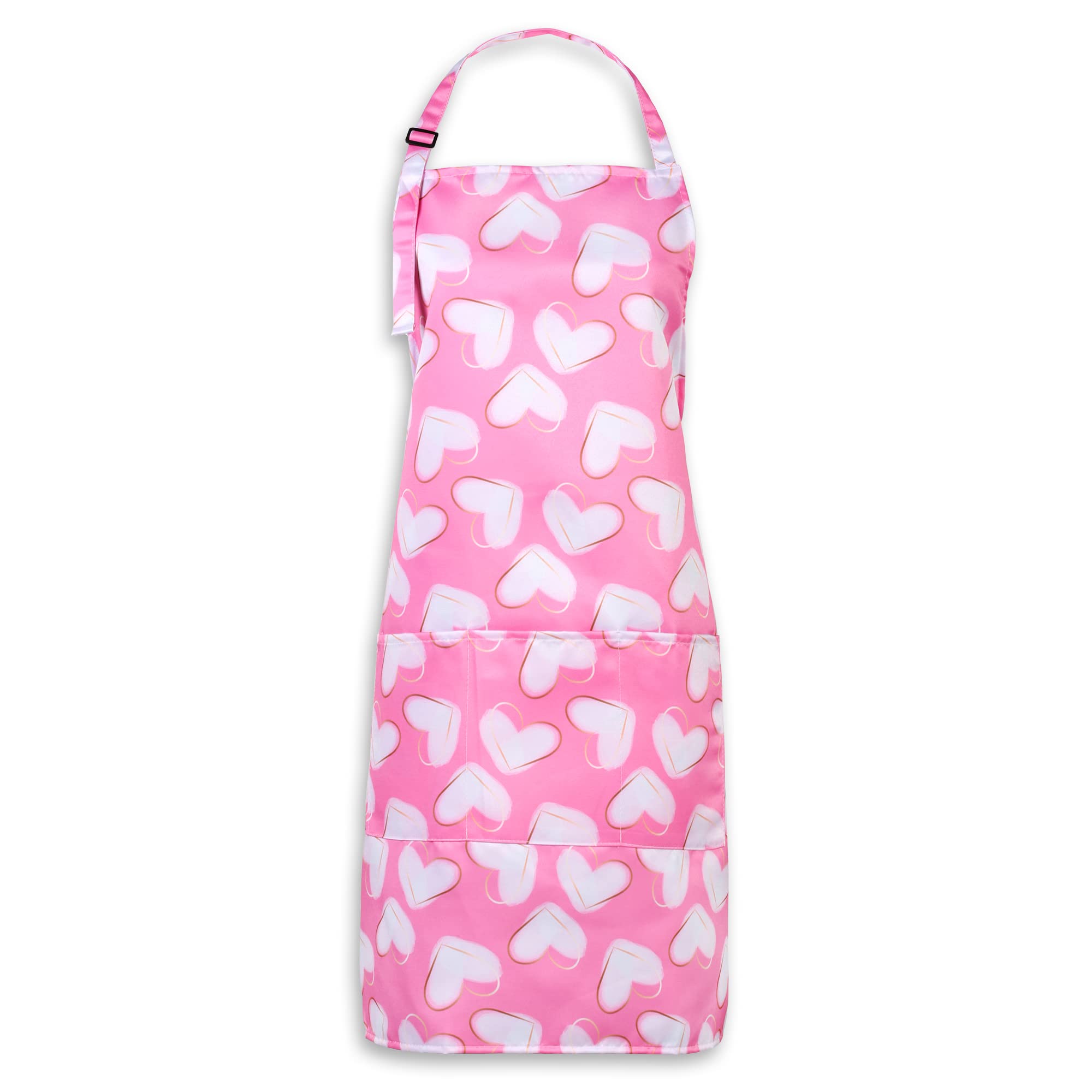 Waterproof Pink Hearts Bib Apron for Spring for Kitchen Baking Cooking Hair Stylists Cosmetologists