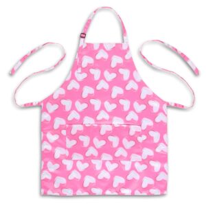 Waterproof Pink Hearts Bib Apron for Spring for Kitchen Baking Cooking Hair Stylists Cosmetologists