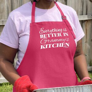 Grammy Gifts For Women Everything Is Better In Grammy's Kitchen Two Pocket Adjustable Bib Apron Heliconia