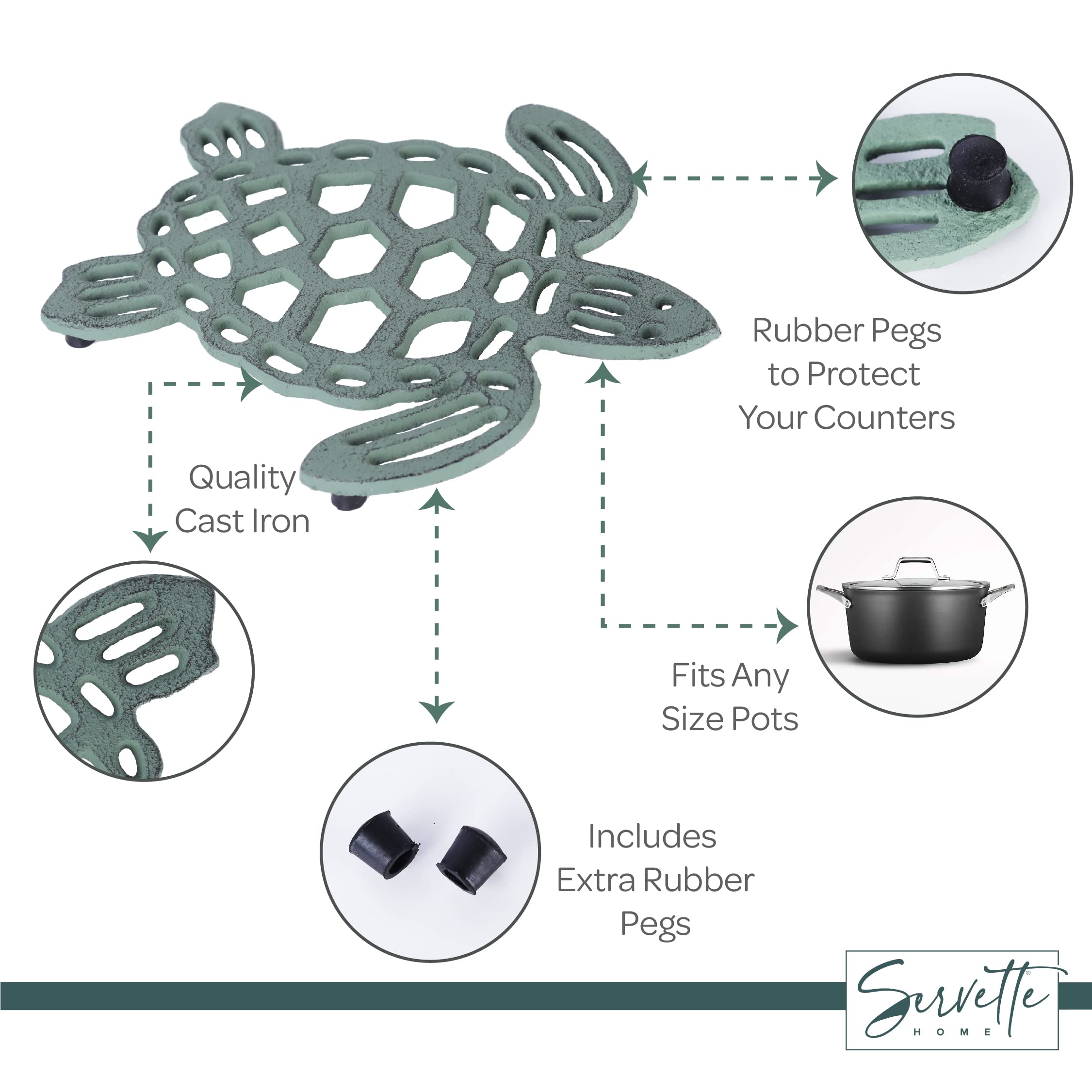 Cast Iron Sea Turtle Trivets for Hot Dishes