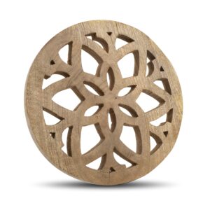 handmade wooden trivet for hot dishes plates & pots holder hot pad for kitchen & dining table decor cookware heat resistant rustic decorative carvings 8 inches tabletop home & dining table essentials