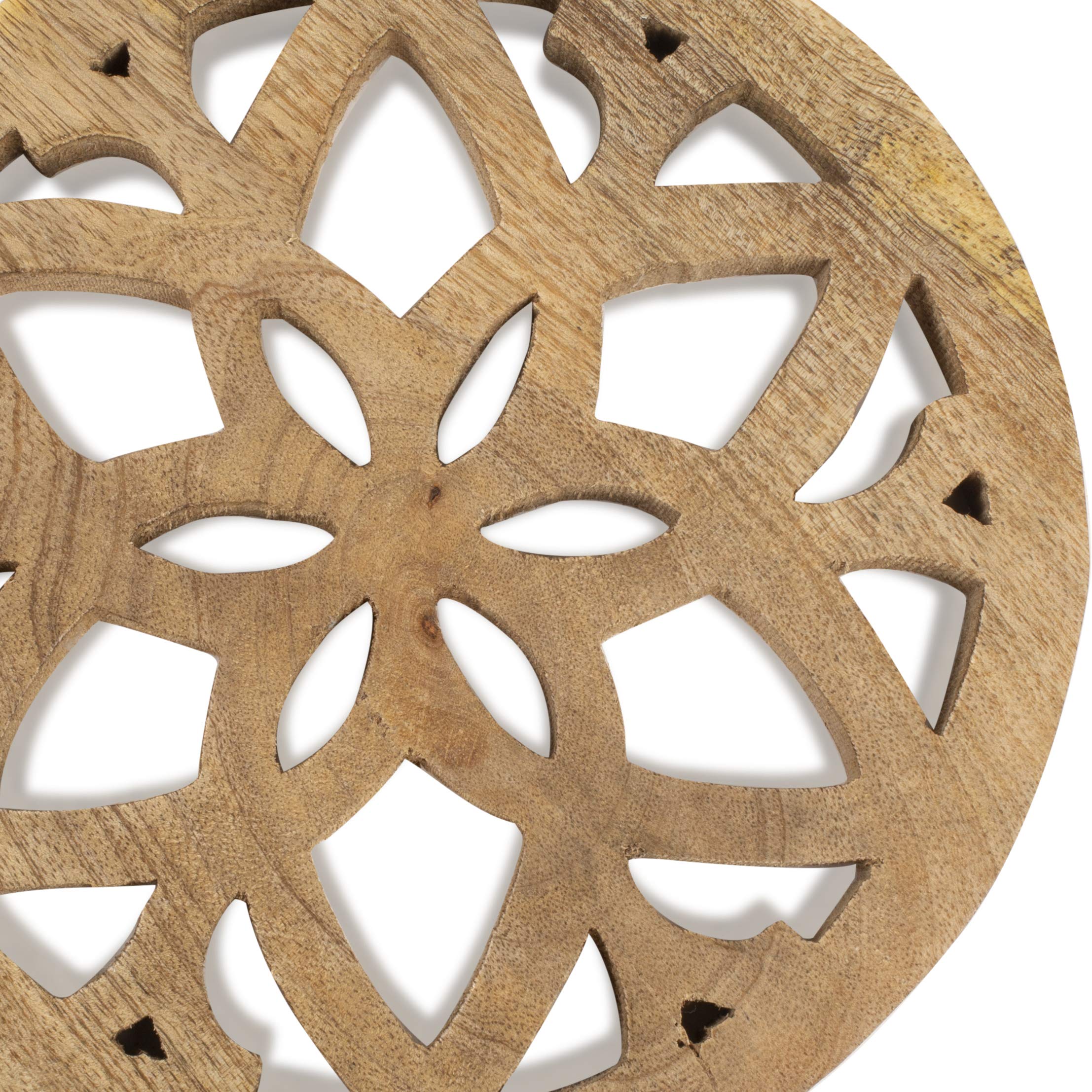 Handmade Wooden Trivet for Hot Dishes Plates & Pots Holder Hot Pad for Kitchen & Dining Table Decor Cookware Heat Resistant Rustic Decorative Carvings 8 Inches Tabletop Home & Dining Table Essentials