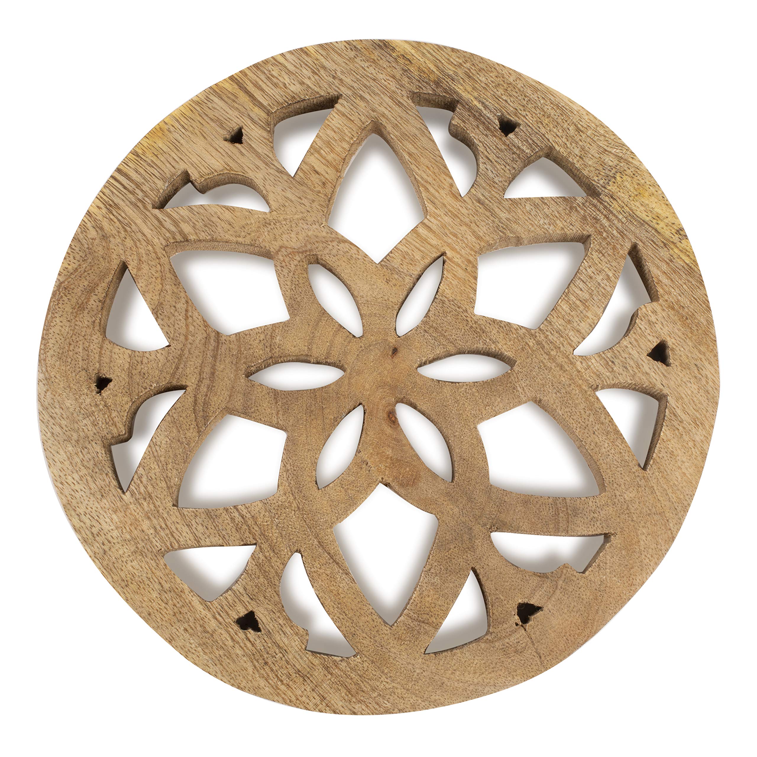 Handmade Wooden Trivet for Hot Dishes Plates & Pots Holder Hot Pad for Kitchen & Dining Table Decor Cookware Heat Resistant Rustic Decorative Carvings 8 Inches Tabletop Home & Dining Table Essentials