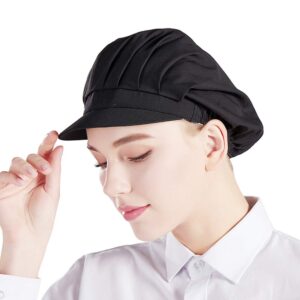 Nanxson 3pcs Unisex Chef Hat Elastic Chef Cap Kitchen Baking Cooking Hat for Men Women with Brim CF9035 Black