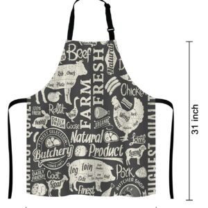 Lefolen Butcher Butchery Animal Adjustable Bib Apron Kitchen Cooking Baking Gardening Apron for Women Men