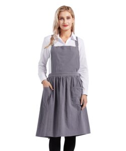nanxson women cotton linen apron cross back adjustable work apron gardening apron chef apron cf3046