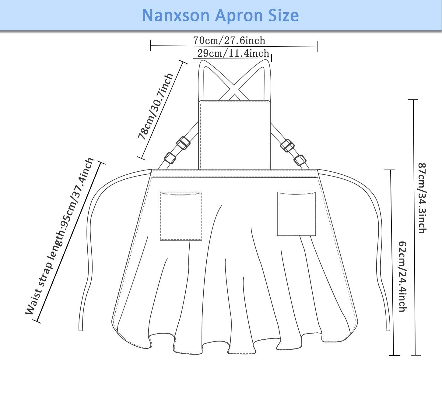 Nanxson Women Cotton Linen Apron Cross Back adjustable Work Apron Gardening Apron Chef Apron CF3046