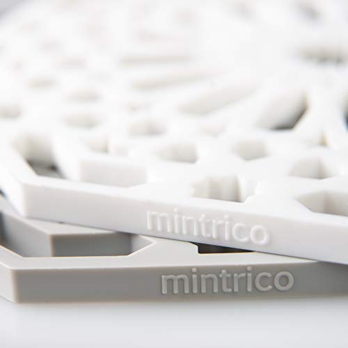 Mintrico Silicone Trivet Mat Pad for Hot Dishes Set of Two (White & Grey Octagon)…