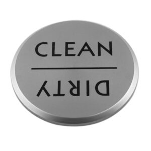 TOPNIKE Clean or Dirty Dishwasher Magnet, Diameter 2.75", with 2 of Round Magnets and a VHB Tape, 1 Pack, (Silver Aluminum)