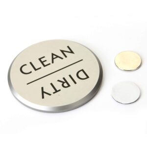 TOPNIKE Clean or Dirty Dishwasher Magnet, Diameter 2.75", with 2 of Round Magnets and a VHB Tape, 1 Pack, (Silver Aluminum)