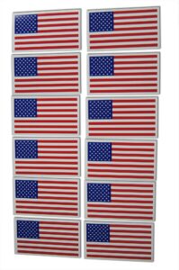 small american flag patriotic military magnets set mini rectangles in classic red, white, & blue us design (12 pieces)