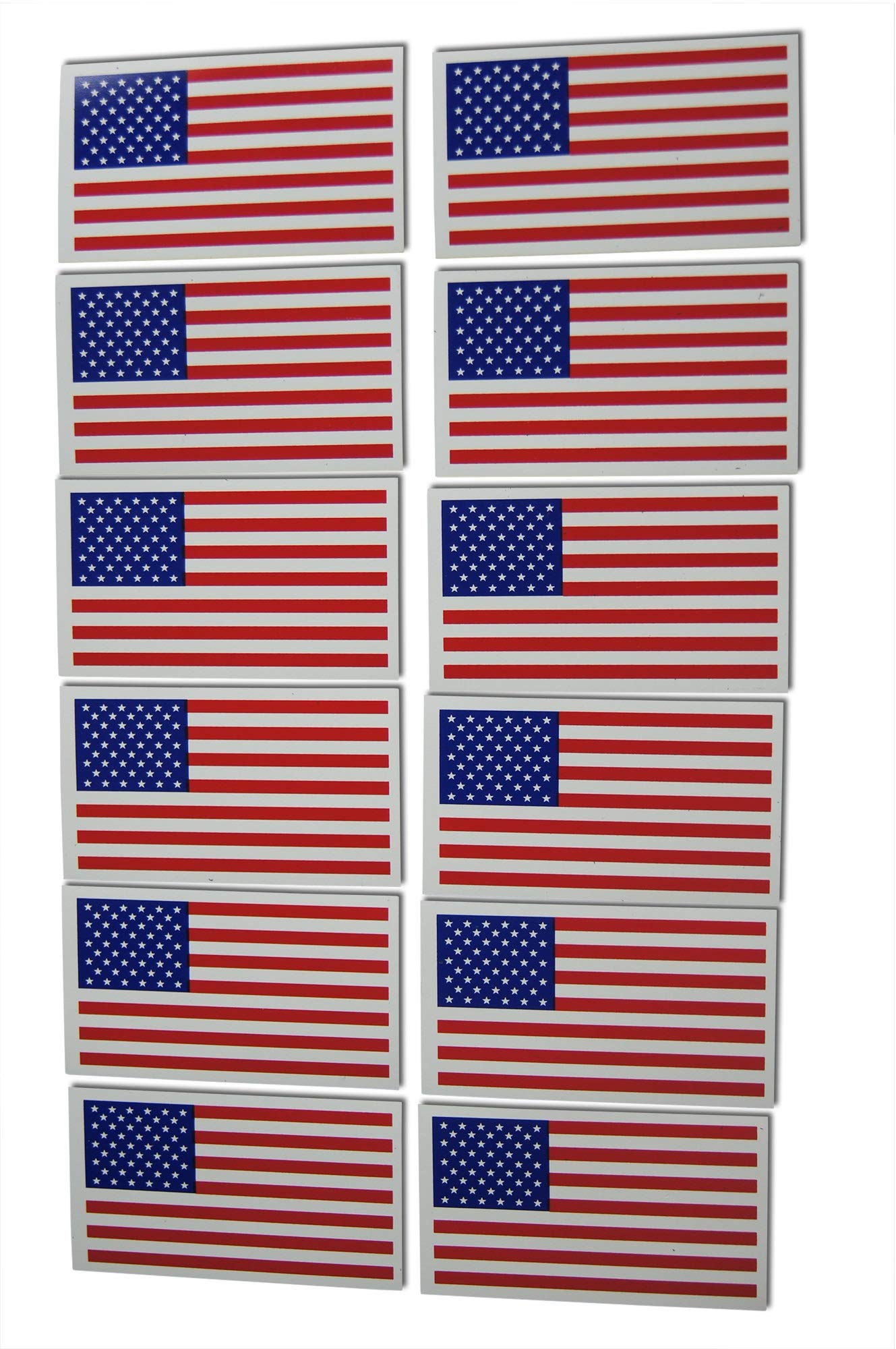 Small American Flag Patriotic Military Magnets Set Mini Rectangles in Classic Red, White, & Blue US Design (12 Pieces)