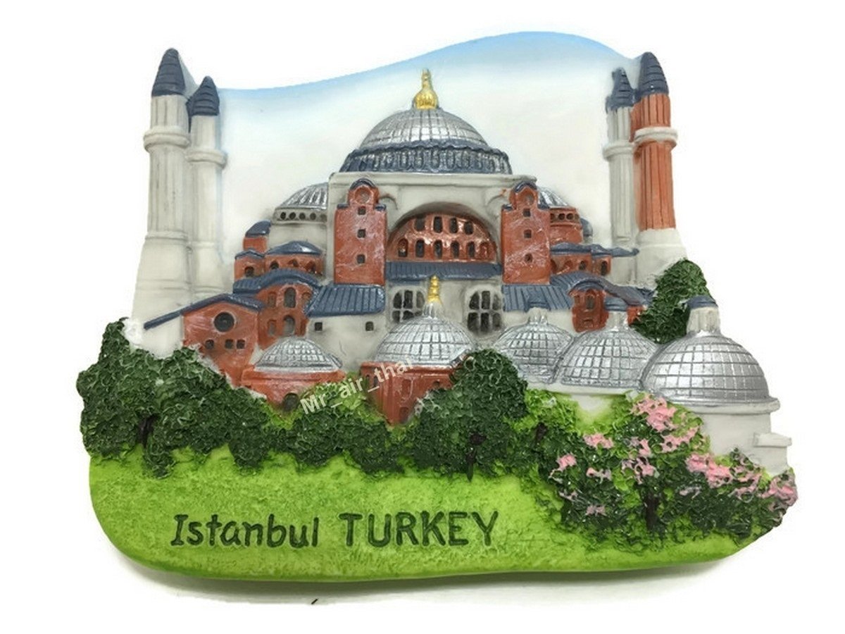 WitnyStore Tiny Hagia Sophia in Istanbul, Turkey Türkiye Western Asia Tourist Attractions Resin Refrigerator Magnet Traveler Souvenir Gift Memento 3D Fridge Magnets