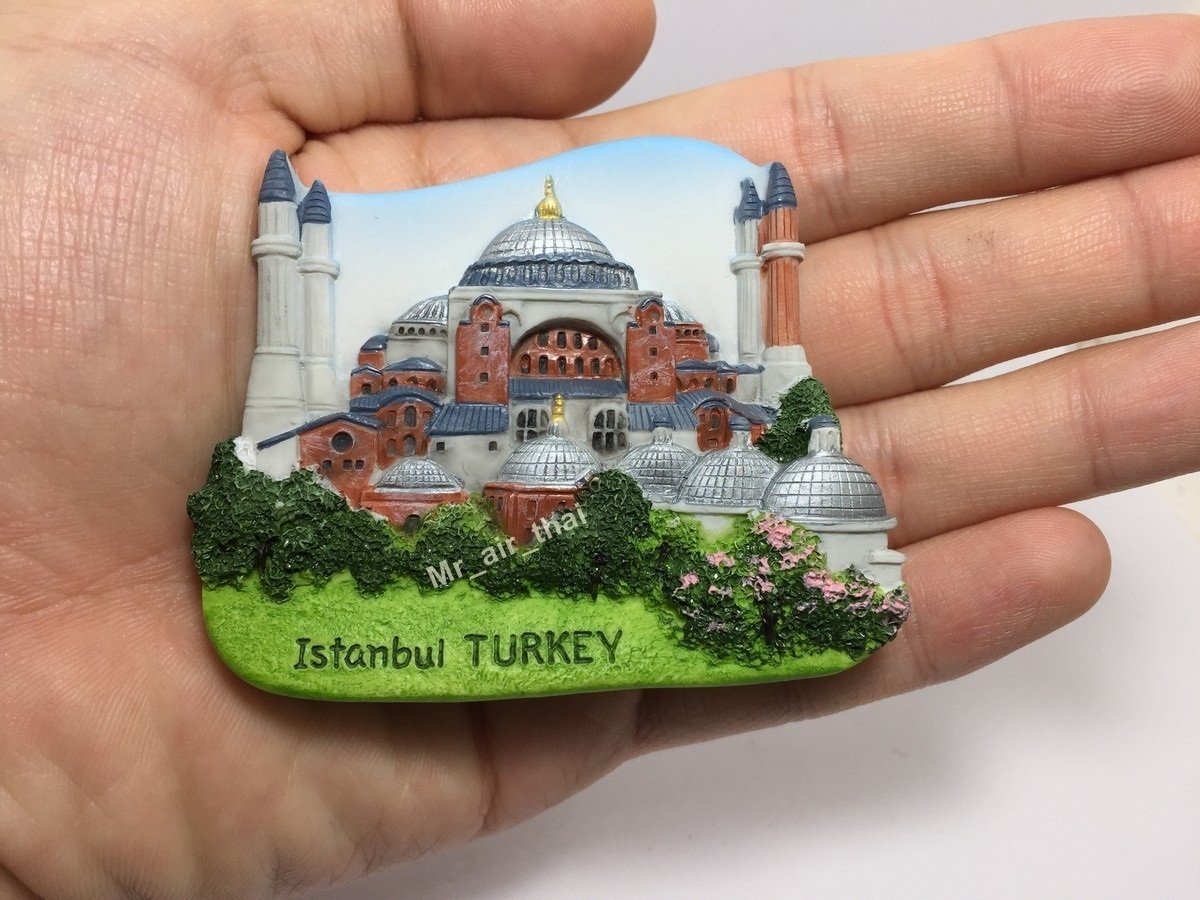 WitnyStore Tiny Hagia Sophia in Istanbul, Turkey Türkiye Western Asia Tourist Attractions Resin Refrigerator Magnet Traveler Souvenir Gift Memento 3D Fridge Magnets