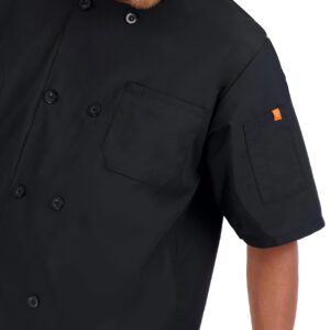 Happy Chef Men's Signature Short Sleeve Lightweight Chef Coat, Black, Large