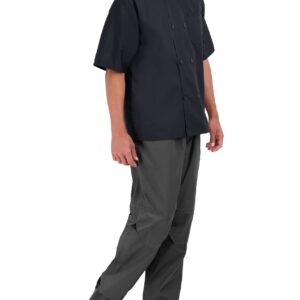 Happy Chef Men's Signature Short Sleeve Lightweight Chef Coat, Black, Large