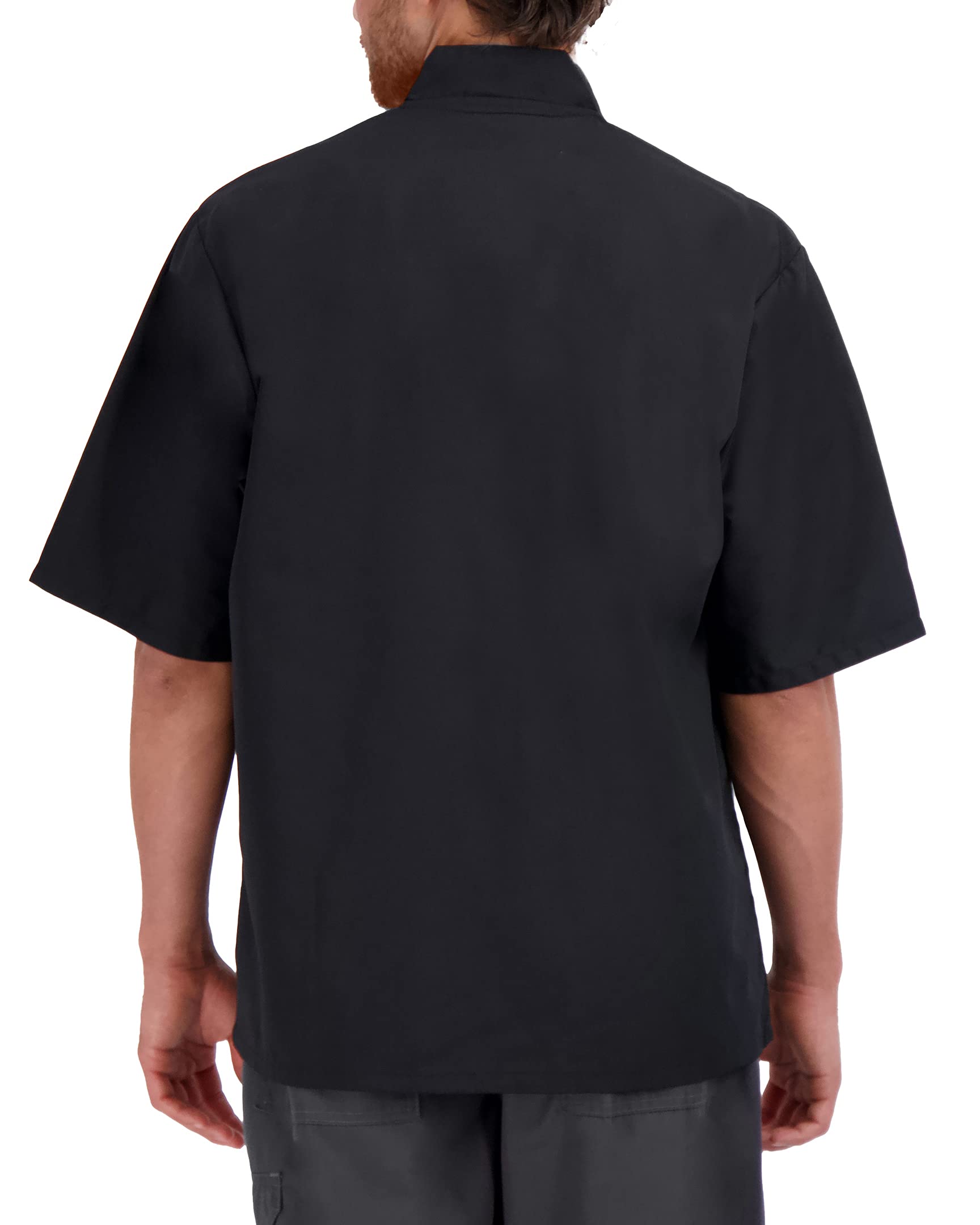 Happy Chef Men's Signature Short Sleeve Lightweight Chef Coat, Black, Large