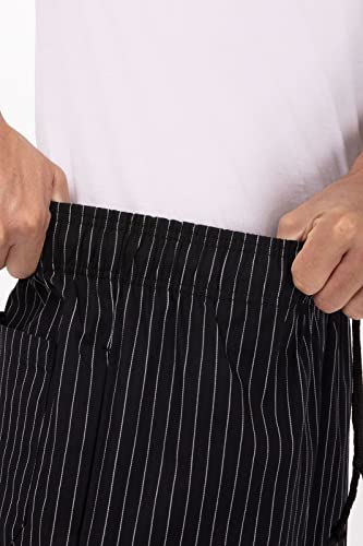 Chef Works Men's Designer Baggy Chef Pants, Black W/ Wht Pinstripe, X-Large