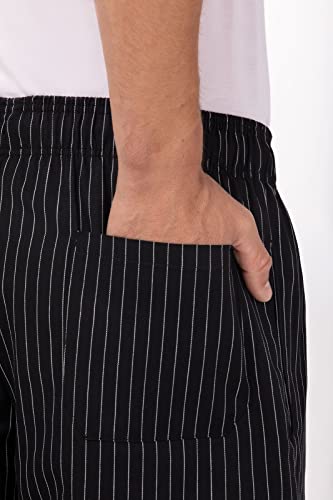 Chef Works Men's Designer Baggy Chef Pants, Black W/ Wht Pinstripe, X-Large