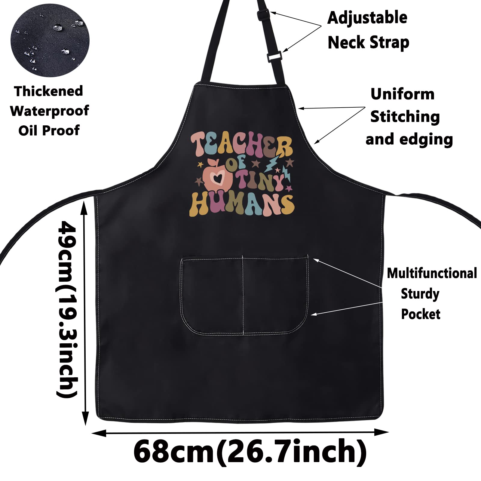 WZMPA Kindergarten Teacher Adjustable Aprons Teacher Appreciation Gift Teacher Of Tiny Humans Preschool Teacher Apron (tiny humans apron)