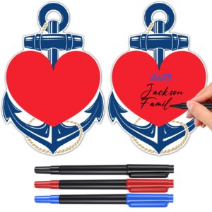 2 pcs cruise door magnets anchor car magnets with 3 pcs paint pens nautical anchor with heart magnetic stickers cruise door decorations for carnival cruise refrigerator