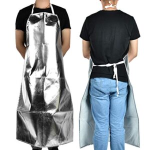 Tangxi Heat Proof Apron for Cooking BBQ,Lace Up Heat Resistant Apron,High Temperature Working Apron,1000℃ Heat Resistant Aluminum Foil Apron,Manufacturing Safety Work Apron