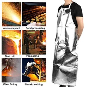 Tangxi Heat Proof Apron for Cooking BBQ,Lace Up Heat Resistant Apron,High Temperature Working Apron,1000℃ Heat Resistant Aluminum Foil Apron,Manufacturing Safety Work Apron