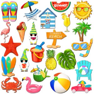 xuhal 24 pcs summer beach magnets car decorations hello summer refrigerator protector magnets cruise door hawaii tropical gnome palm tree magnetic stickers for fridge mailbox whiteboard luau party