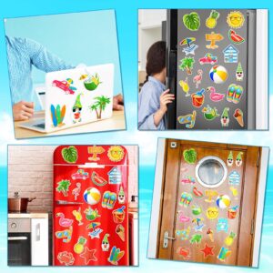 Xuhal 24 Pcs Summer Beach Magnets Car Decorations Hello Summer Refrigerator Protector Magnets Cruise Door Hawaii Tropical Gnome Palm Tree Magnetic Stickers for Fridge Mailbox Whiteboard Luau Party