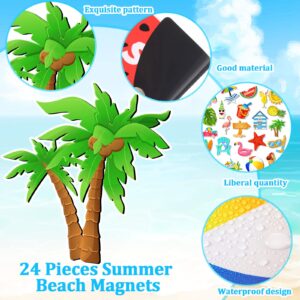 Xuhal 24 Pcs Summer Beach Magnets Car Decorations Hello Summer Refrigerator Protector Magnets Cruise Door Hawaii Tropical Gnome Palm Tree Magnetic Stickers for Fridge Mailbox Whiteboard Luau Party