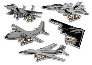u.s. military plane magnet set by classic magnets, 5-piece set, collectible souvenirs made in the usa