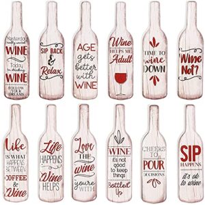 Fun Wine Bottle Magnets for Refrigerators (4 in, 12 Pack)