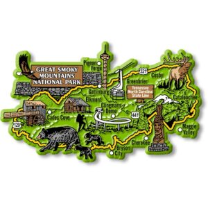 great smoky mountain national park map magnet by classic magnets, 4.6" x 2.7", collectible souvenirs made in the usa