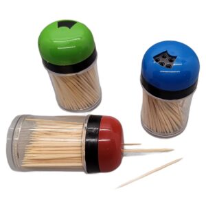 Handy Housewares 3-pack Toothpick Storage Containers with Dispenser Lids - Includes 300 Natural Wood Toothpicks (One 3-pack)