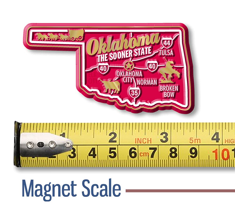 Oklahoma Premium State Magnet by Classic Magnets, 3.3" x 1.7", Collectible Souvenirs Made in The USA