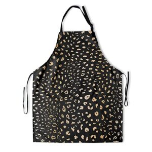 sweetshow leopard print apron animal aprons for women nail tech apron with 2 pockets adjustable neck aprons for home kitchen bbq grill bistro apron women men