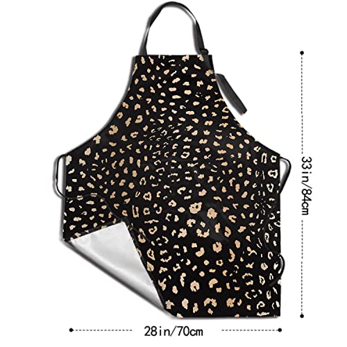 Sweetshow Leopard Print Apron Animal Aprons for Women Nail Tech Apron With 2 Pockets Adjustable Neck Aprons For Home Kitchen Bbq Grill Bistro Apron Women Men