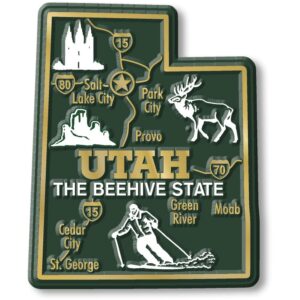 utah giant state magnet by classic magnets, 2.6" x 3.2", collectible souvenirs made in the usa