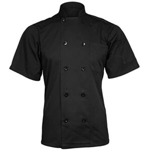 ChefsCloset Black Short Sleeve Button Chef Coat/Jacket - Unisex - Small