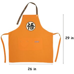 Aiabaleaft Anime Cartoon Apron Water Stain Resistant Orange Chef Cooking Kitchen BBQ Work Aprons with Pockets for Men Women